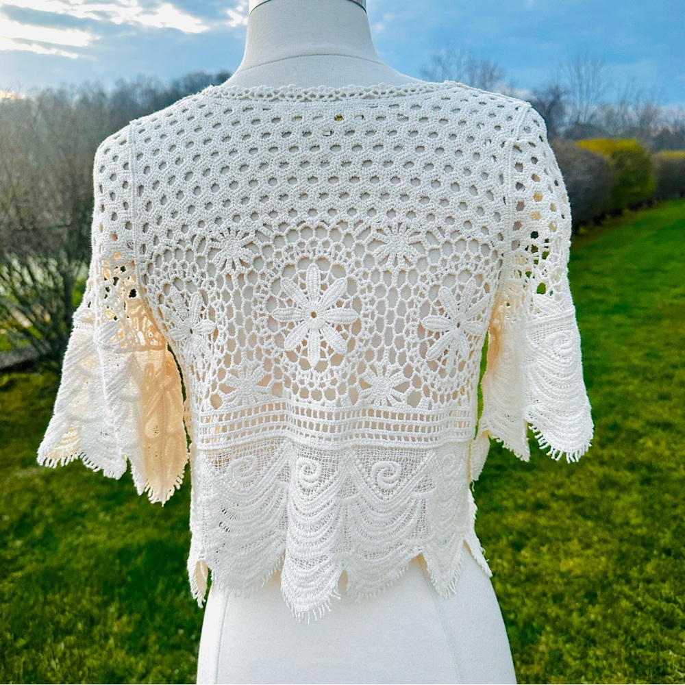 Rebellion Cream Lace Crochet Top Boho Festival Cottagecore Small - Picture 13 of 16